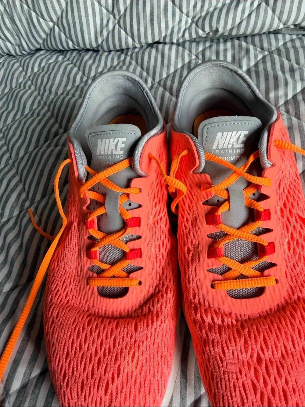 Nike Women's Coral and Orange Mesh Running Shoes
